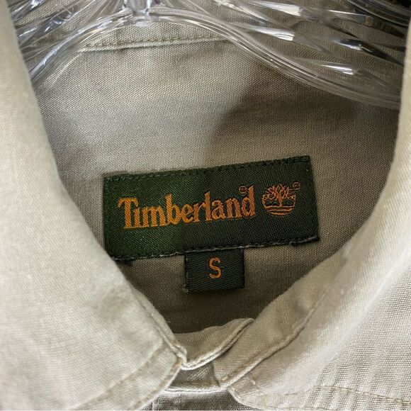 Timberland Shirt Men’s Tan S Khaki Vintage Button Down Workwear Pockets Cotton - Picture 9 of 10